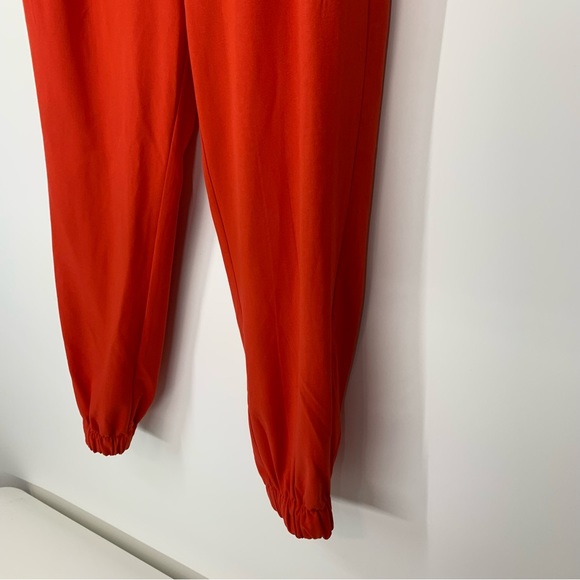 New York & Company Deep Orange Belted Pants Jogger Taper Elastic Slim Ankle - Picture 5 of 16